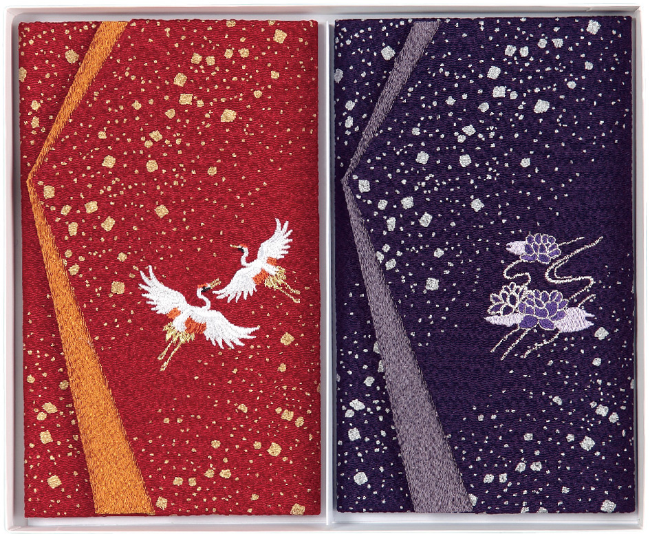 【784】エステルちりめん刺繡入り金封ふくさ慶弔セット